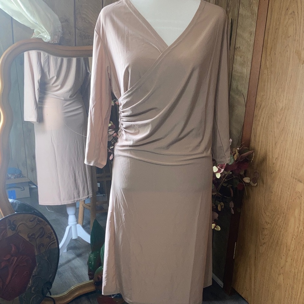 Jon & Anna Long Sleeve Beige Dress